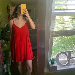 roxy red flowy dress